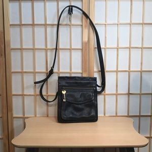 Fossil Pebbled Black Leather Pocketbook Bag